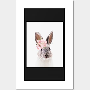 Rabbit with flowers, Nursery art, Kids room, Animal Posters and Art